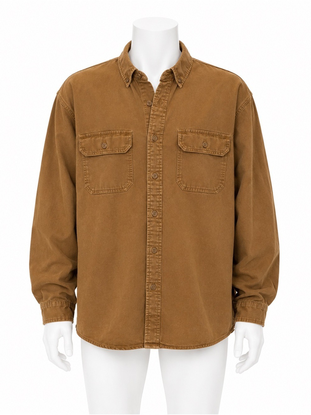 Carhartt Brown Work Shirt Button Front 2XL Tall Heavy Cotton Canvas Shacket